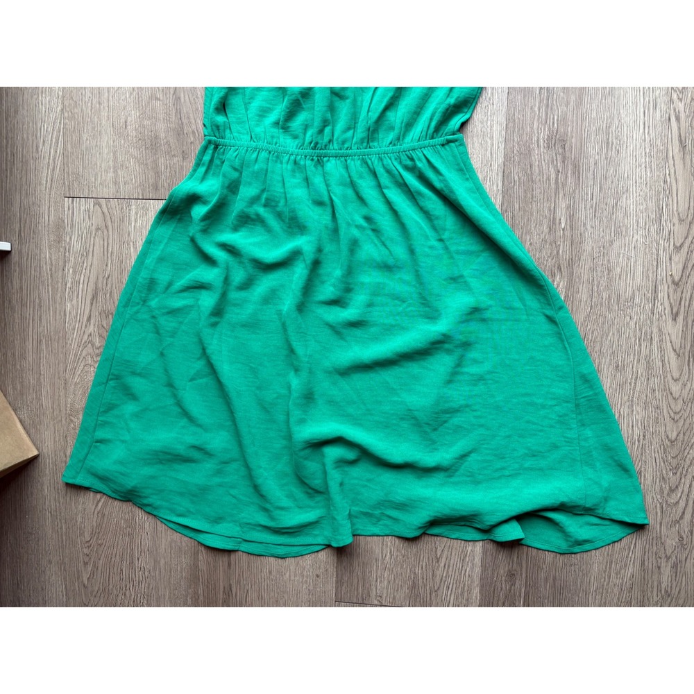 Monteau Los Angeles Womens Green Wrap Front Flutter Sleeve Dress Size XS - Picture 6 of 9